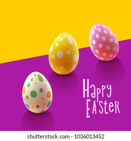 Easter design with colorful realistic eggs.