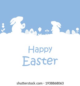 Easter design with cute banny and text, hand drawn illustration