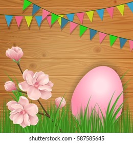 Easter Design Element With Garland and Egg