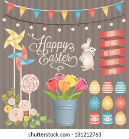Easter design elements collection. Vector set