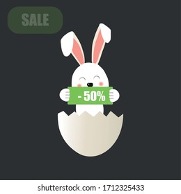 Easter design elements and Easter Sale Badges and Labels in flat colorful style. Illustrations of eggs, discounts, sale labels, percents off, give away, shop now with spring colors