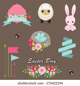 Easter design elements vector collection.