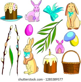 Easter, Easter design, Foundation. Easter paraphernalia. Vector, copy space