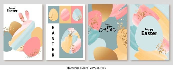 Easter design. Hand drawn cute eggs. Colorful vector  illustrations. Holiday cards, banners, covers.