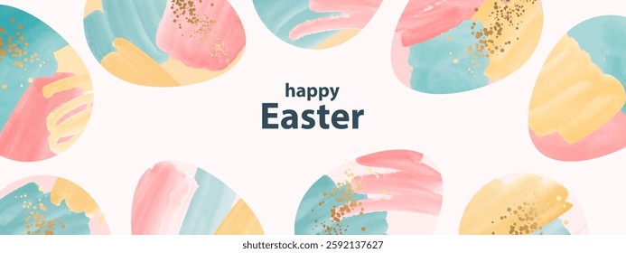 Easter design. Hand drawn  eggs. Colorful vector  illustration. Holiday card, banner, cover.
