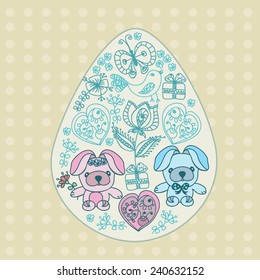 easter design with rabbits and butterfly 