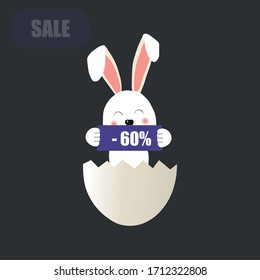 Easter design Easter Sale Badge or Label element in flat colorful style. Illustrations of discount sale label egg, percents off with spring colors.