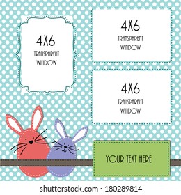 Easter design template with three 4x6 transparent frames for your events, scrapbooking or invitation designs vector format