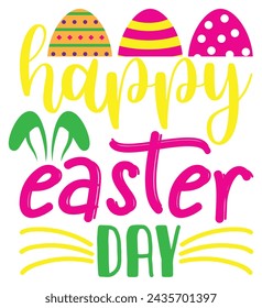 Easter Design Vector Text Quotes: Happy Easter Day for Stickers and T-Shirts