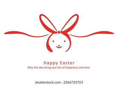 Easter design.Rabbit shaped ribbon.For greeting cards, posters, flyers and banners etc.