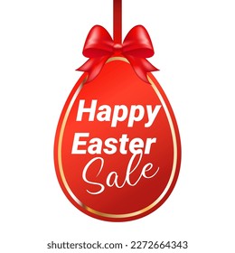 Easter desing. Egg banner with ribbon and bow. Festive background. Decorative illustration for print, web. Vector illustration