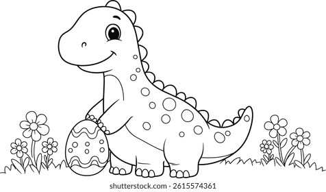 easter dinosaur coloring page. ready to print on standard inch paper
