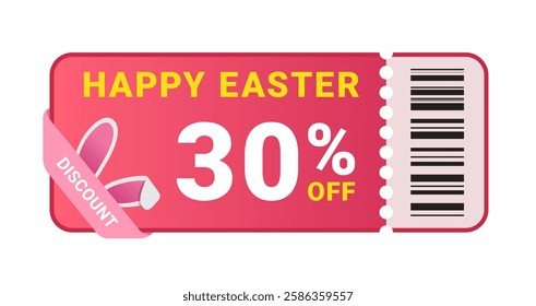 Easter discount coupon with barcode on white background