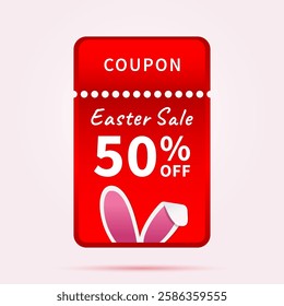 Easter discount coupon or promotion voucher isolated on white background