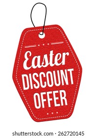 Easter discount offer leather label or price tag on white background, vector illustration