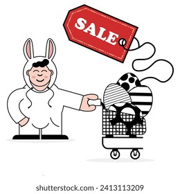 Easter discounts, sale, promotion, vector image, spring sales