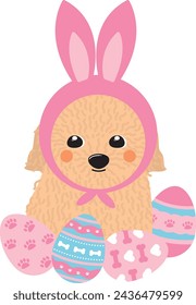 Perro de Pascua,
Ilustración linda del perro de Pascua,
Perro con temática de Pascua