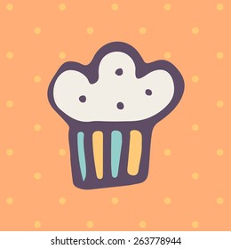 Easter doodle cake icon in flat design