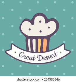Easter doodle cake icon in flat design
