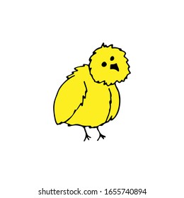 Easter doodle chicken. Hand-drawn linear illustration for the design of holidays, cards, logos, children's rooms.