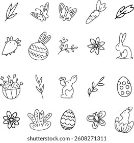Easter Doodle Hand-Drawn Illustration Set – Cute Spring and Holiday Clipart