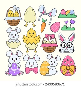 Easter Doodle Illustration Elements Vector