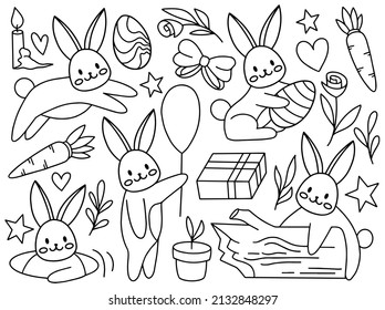 Easter Doodle Line Art Collection