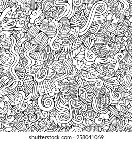 Easter doodles vector seamless pattern