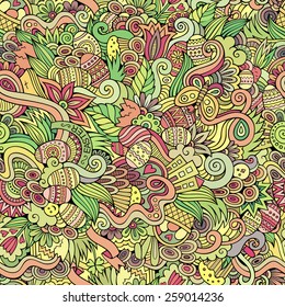 Easter doodles vector seamless pattern