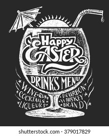 Easter Drinks Menu. Chalk Drawing