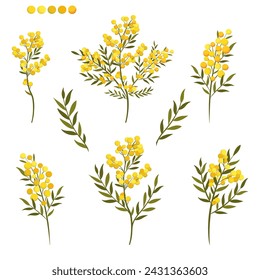 Easter early spring flowers bucket. Easter colorful flat elements. Easter symbols. Stock vector isolated on white background