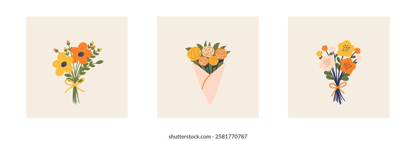 Easter early spring flowers bucket. Easter colorful flat elements. Easter symbols. Stock vector isolated on white background