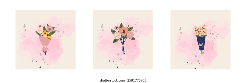 Easter early spring flowers bucket. Easter colorful flat elements. Easter symbols. Stock vector isolated on white background