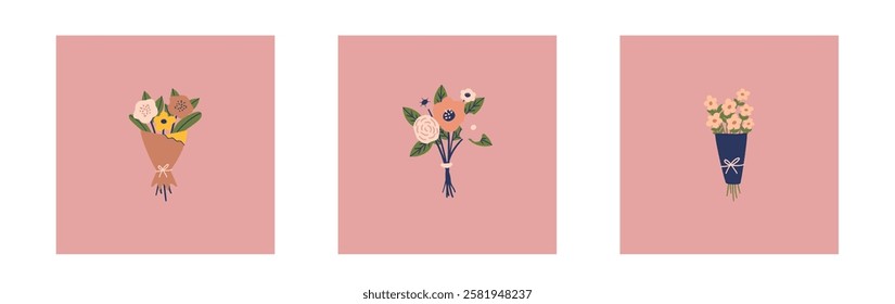Easter early spring flowers bucket. Easter colorful flat elements. Easter symbols. Stock vector isolated on white background