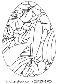 Easter Earth Day flower coloring page. A page for coloring book: fascinating and relaxing job for children and adults. Zentangle drawing. Easter coloring book art, Easter eggs vector. 