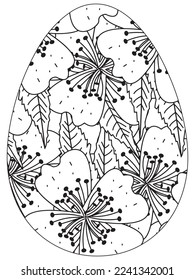 Easter Earth Day flower coloring page. A page for coloring book: fascinating and relaxing job for children and adults. Zentangle drawing. Easter coloring book art, Easter eggs vector. 