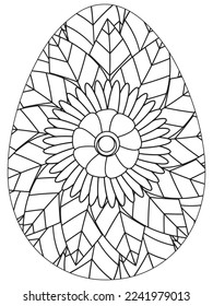 Easter Earth Day flower coloring page. A page for coloring book: fascinating and relaxing job for children and adults. Zentangle drawing. Easter coloring book art, Easter eggs vector. 