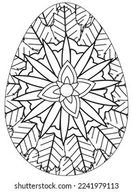 Easter Earth Day flower coloring page. A page for coloring book: fascinating and relaxing job for children and adults. Zentangle drawing. Easter coloring book art, Easter eggs vector. 