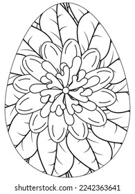 Easter Earth Day flower coloring page. A page for coloring book: fascinating and relaxing job for children and adults. Zentangle drawing. Easter coloring book art, Easter eggs vector. 