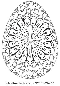 Easter Earth Day flower coloring page. A page for coloring book: fascinating and relaxing job for children and adults. Zentangle drawing. Easter coloring book art, Easter eggs vector. 