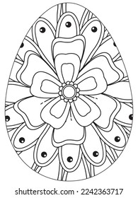 Easter Earth Day flower coloring page. A page for coloring book: fascinating and relaxing job for children and adults. Zentangle drawing. Easter coloring book art, Easter eggs vector. 