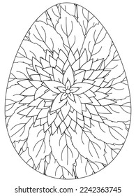 Easter Earth Day flower coloring page. A page for coloring book: fascinating and relaxing job for children and adults. Zentangle drawing. Easter coloring book art, Easter eggs vector. 