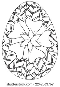 Easter Earth Day flower coloring page. A page for coloring book: fascinating and relaxing job for children and adults. Zentangle drawing. Easter coloring book art, Easter eggs vector. 