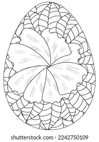 Easter Earth Day flower coloring page. A page for coloring book: fascinating and relaxing job for children and adults. Zentangle drawing. Easter coloring book art, Easter eggs vector. 