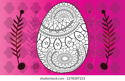 Easter Earth Day flower coloring page. A page for coloring book: fascinating and relaxing job for children and adults. Zentangle drawing. Easter coloring book art, Easter eggs vector.