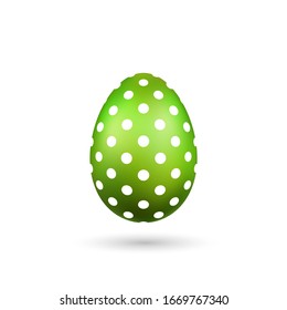 Easter egg 3D icon. Cute color egg, isolated white background. Bright realistic design, decoration for Happy Easter celebration. Holiday element. Shiny pattern. Spring symbol Vector illustration