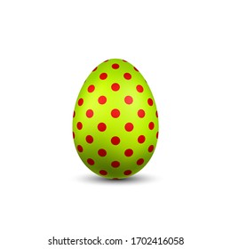 Easter egg 3D icon. Cute color egg, isolated white background. Bright realistic design, decoration for Happy Easter celebration. Holiday element. Shiny pattern. Spring symbol Vector illustration