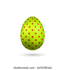 Ostereier 3D-Symbol. Zahnfarbiges Ei, einzeln auf weißem Hintergrund. Helles, realistisches Design, Dekoration für Frohe Ostern. Ferienelement. Schlaues Muster. Vektorillustration des Frühlings