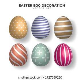 Easter egg 3d vector decoration set. realistic vector with different colour. Vector Illustration