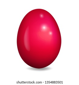 Easter egg 3d vector illustration. glossy red egg 